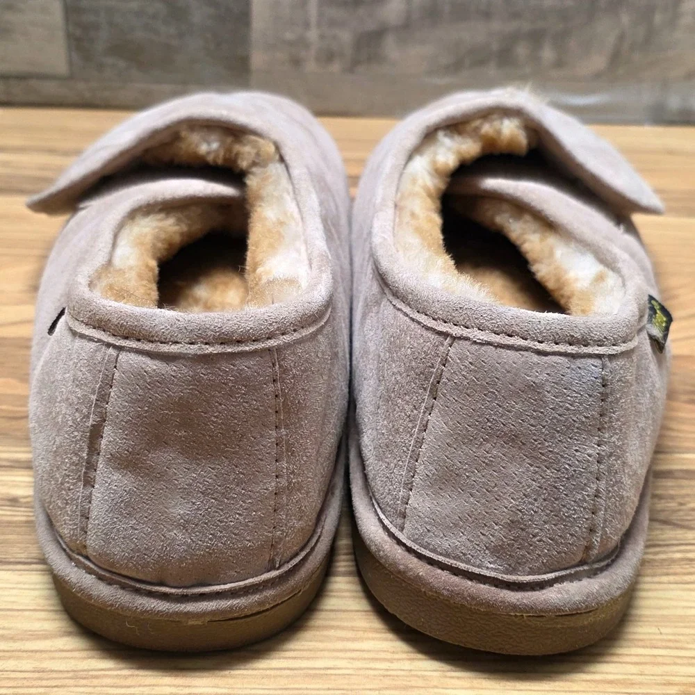 Old Friend Adjustable Step In Slippers Men's Size 12-13 M Light Brown Sheeepskin